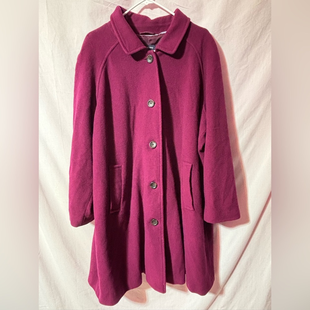 Lands' End Women's Fuchsia Pea Coat
